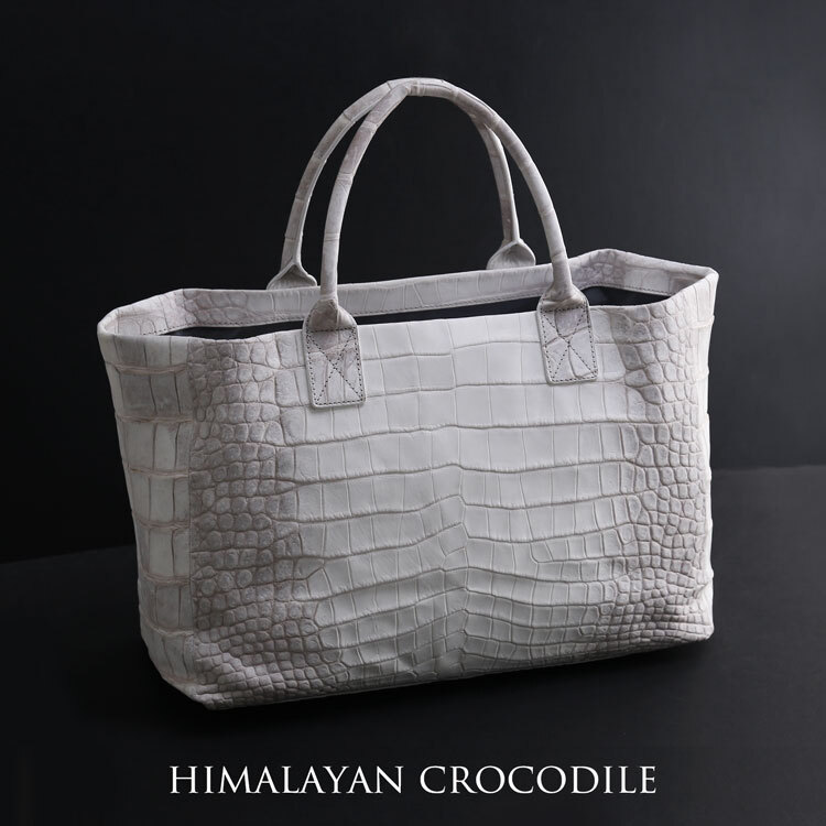 ヒマラヤ クロコダイル トートバッグ ファスナーポーチ付き センター