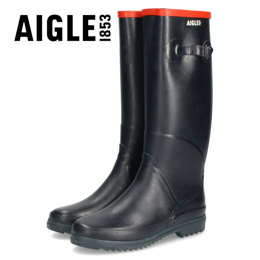 ◇AIGLE エーグル◇黒 ロングブーツ レインブーツ 乗馬 38・XL AIGLE