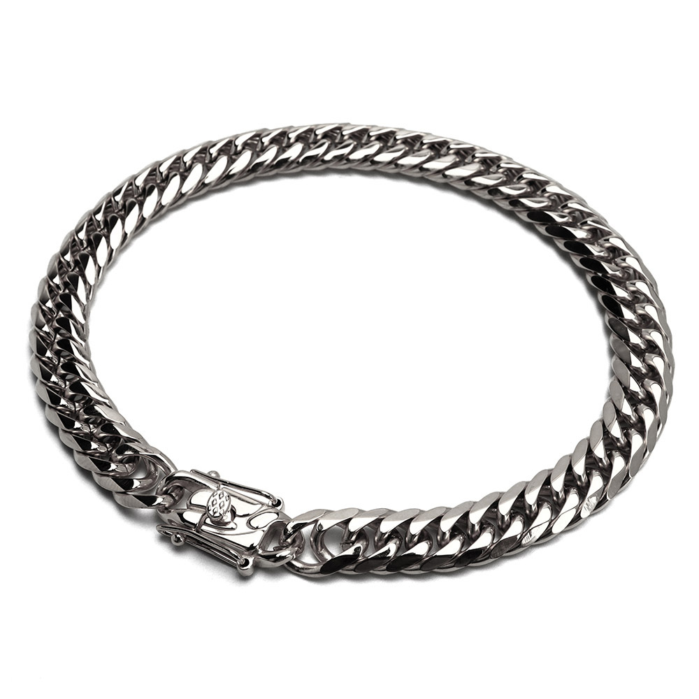 ステンレス製 ダブル喜平ブレスレット シルバー 幅7mm マイアミ