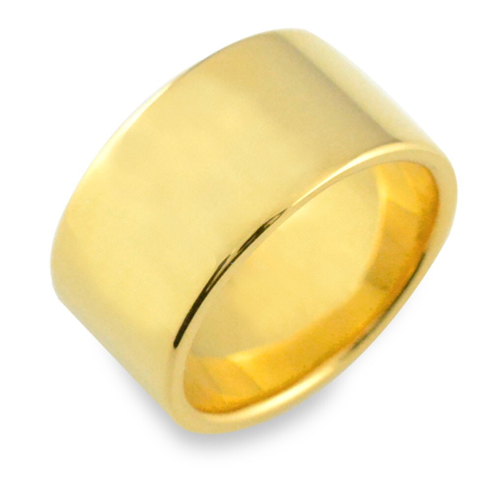 18金 平打ちリング レディース 指輪 幅広 10ミリ幅 イエローゴールド