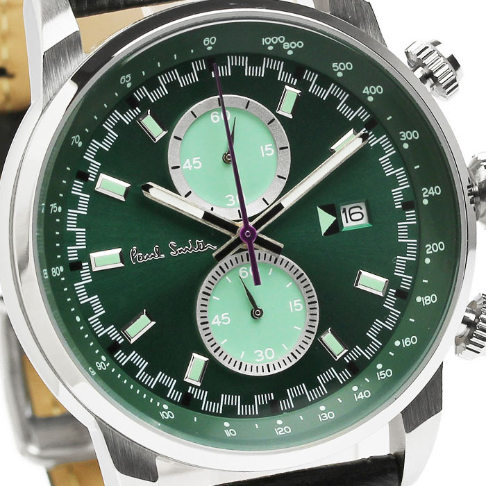 ポールスミス 腕時計 メンズ クロノグラフ 革 レザー ベルト グリーン