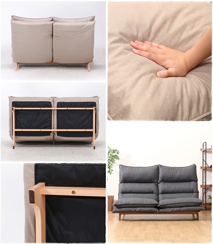 ローソファ リクライニング 座椅子ソファー 2人掛け ハイバック 幅