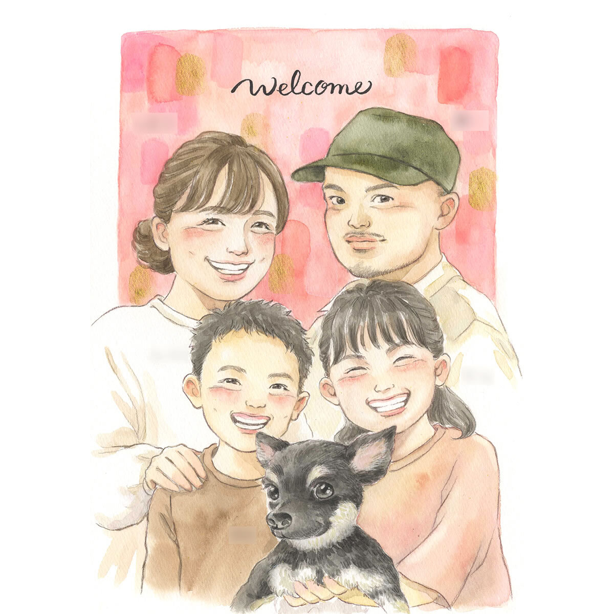 写真からオーダーメイド！家族全員の似顔絵色紙ギフト 家族全員の