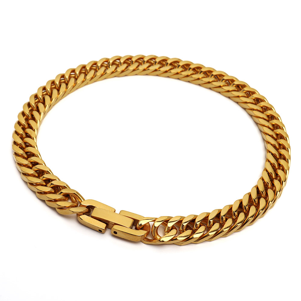 ステンレス製 ダブル喜平ブレスレット ゴールド 18KGP 幅6mm マイアミ