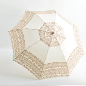 未使用】ヴィンテージ アンティークレース長日傘/生成り木製 未使用