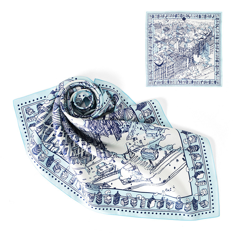 フランス製 シルクスカーフ おしゃれ 高級 絵画 薄手 シルク 100