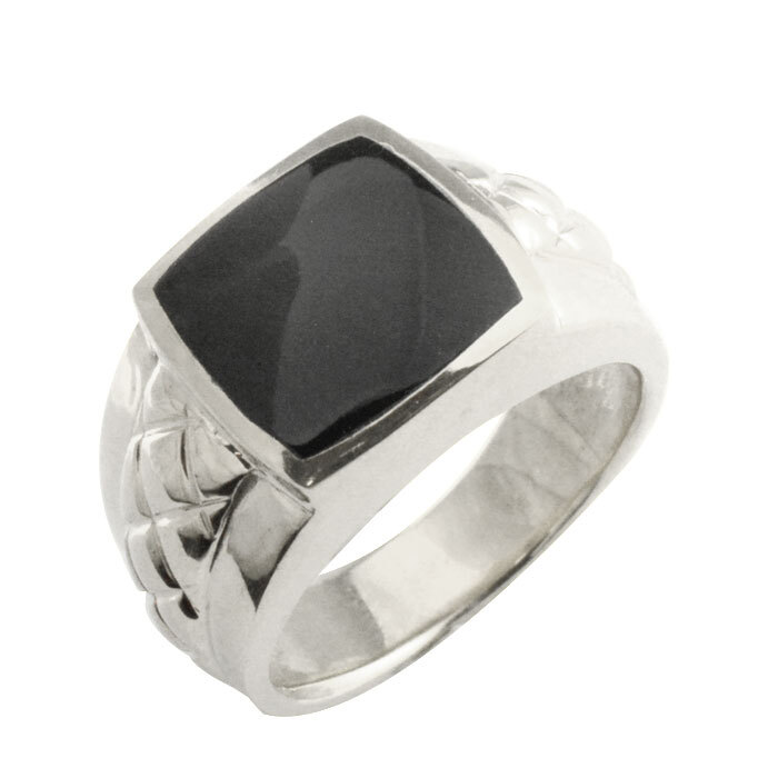 メンズ リング プラチナ オニキス 幅広 プラチナ900 指輪 印台 四角