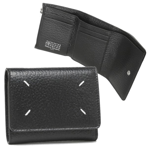 メゾンマルジェラ 三つ折り財布 ミニ財布 ブラック レディース メンズ