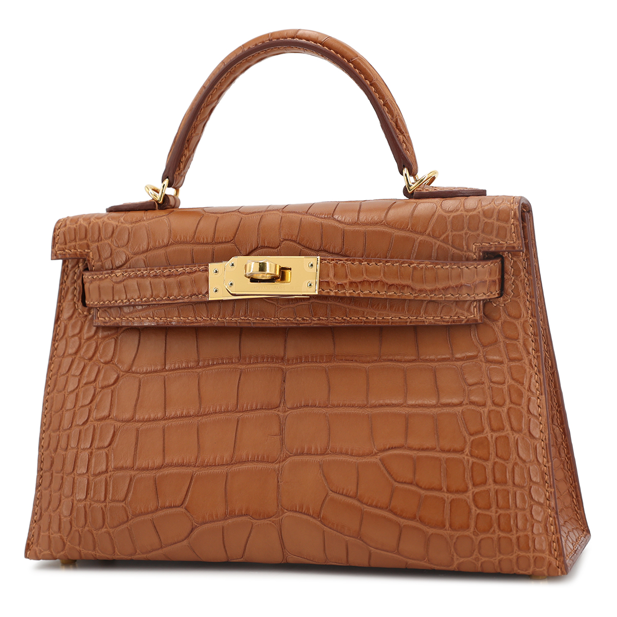 HERMÈS エルメス ミニケリー2 ゴールド クロコダイル アリゲーター