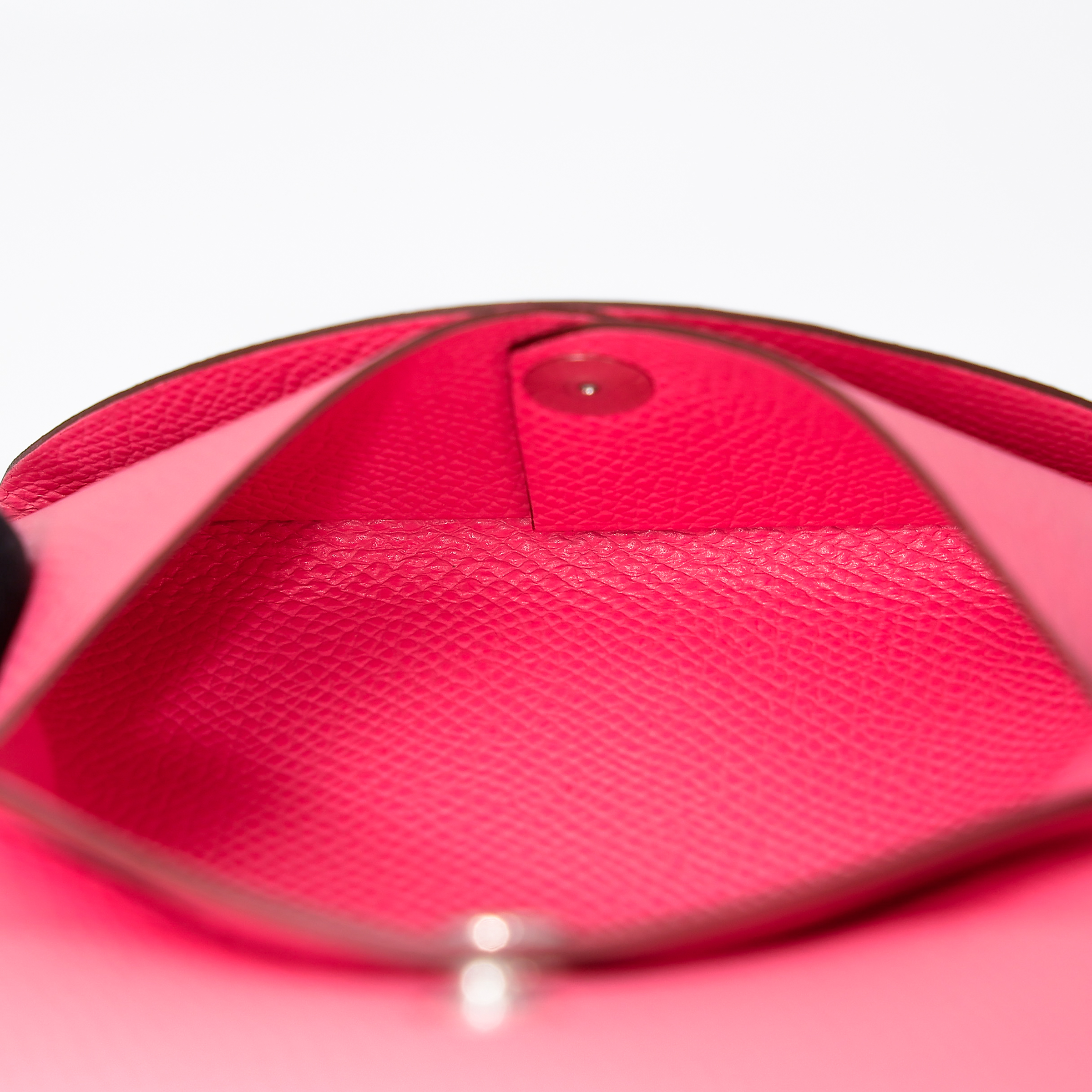 Brand New ( Rank N ) HERMÈS Calvi Duo card holder Rose Azalee (8W