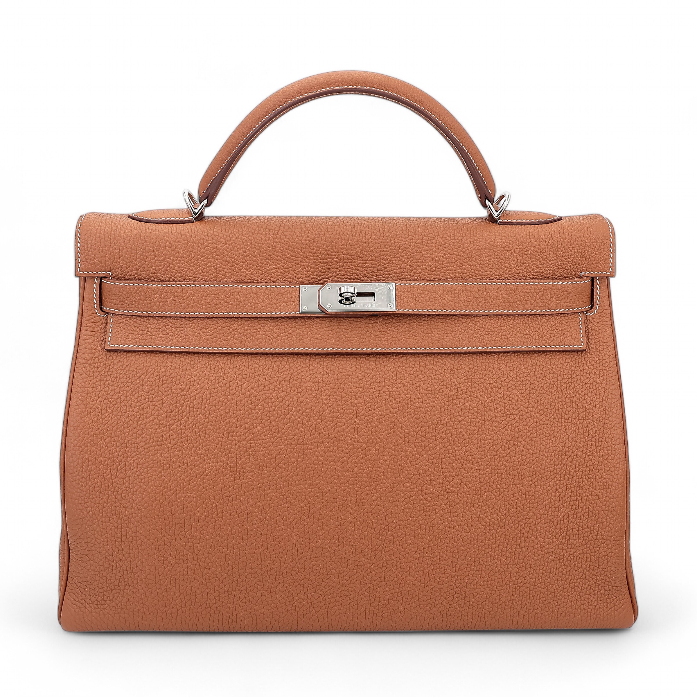Excellent ( Rank SA ) HERMÈS Kelly 40 Gold (37) Togo Palladium