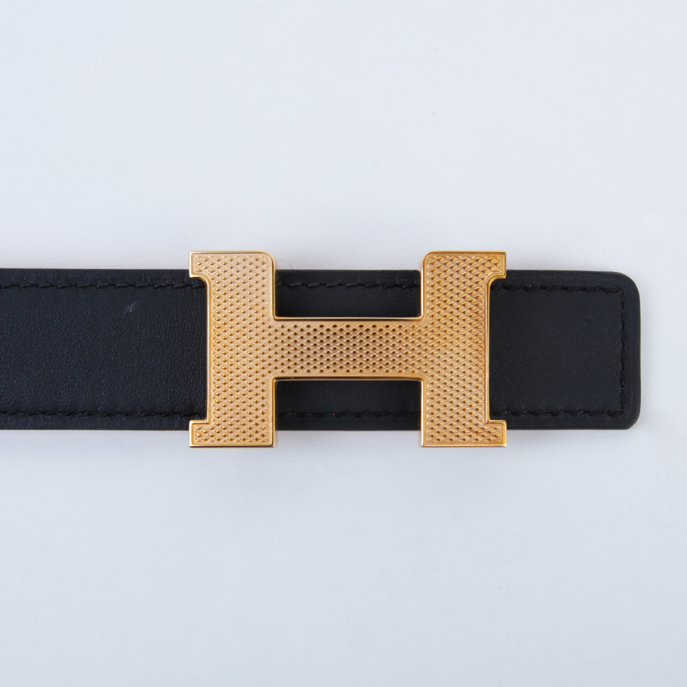 ランク SA HERMÈS エルメス Hベルト オレンジ ブラック (89) エプソン