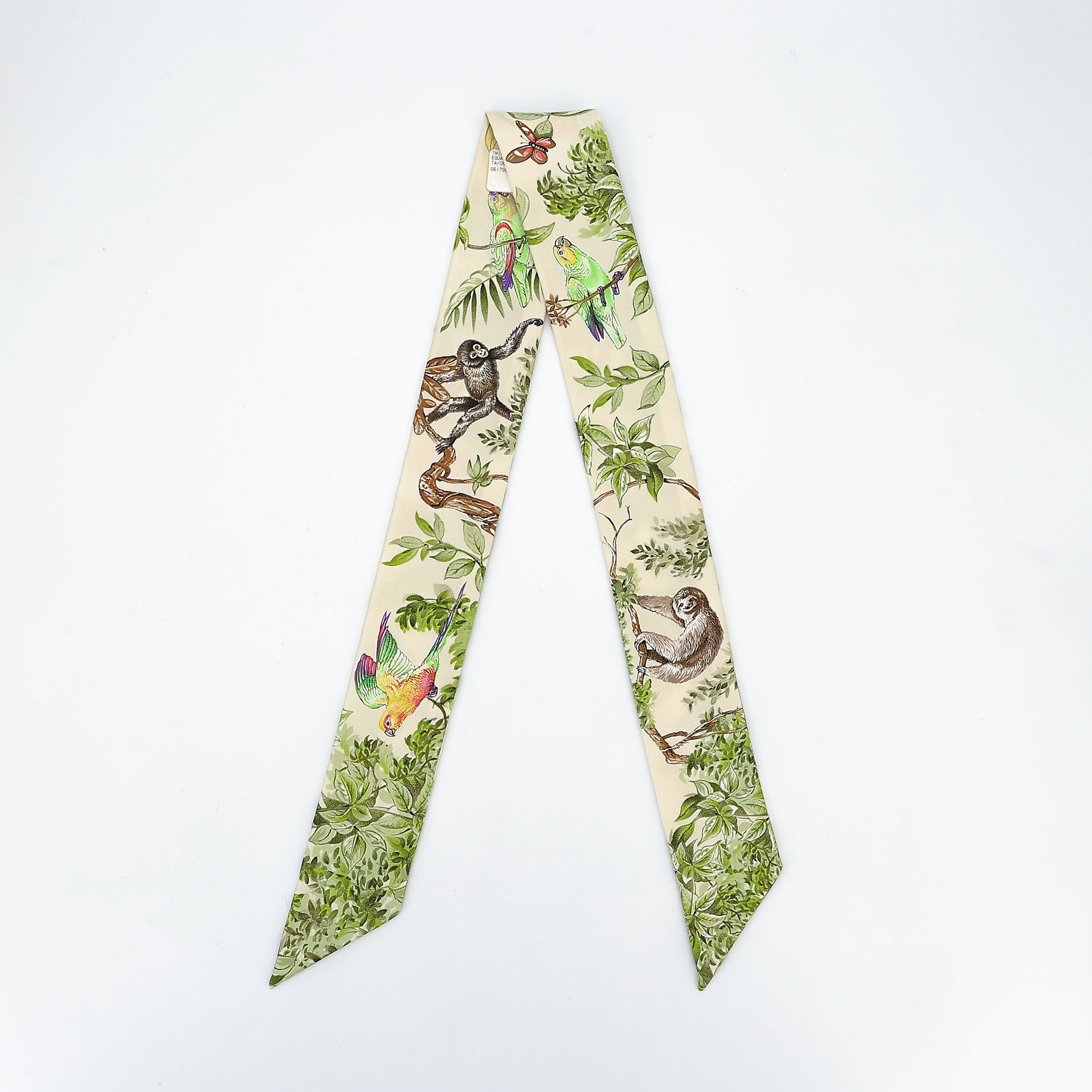 ランク N 新品 HERMÈS エルメス ツイリー 赤道直下 グリーン シルク