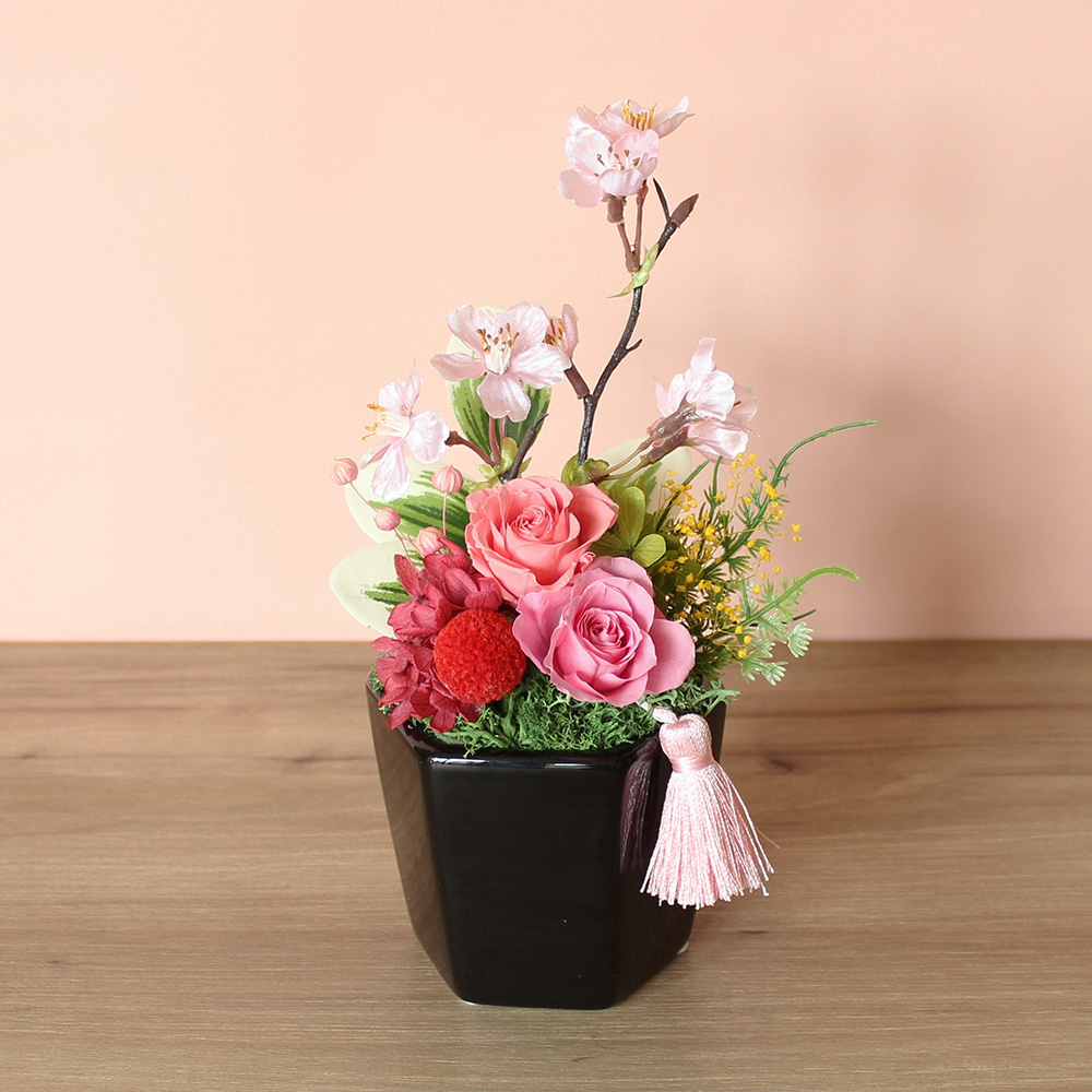 1275春爛漫 桜とお花畑 フラワーインテリア シーグラスアート 物語風