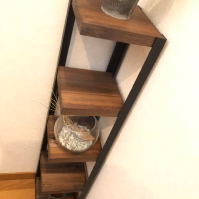 ☆再販☆コーナーシェルフ5段【handmade】ウッド×アイアンの通販 by