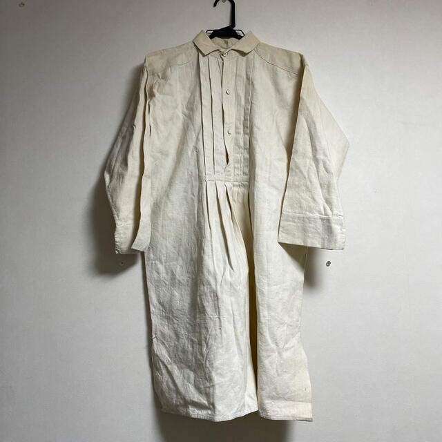 1910s 20s フレンチリネンスモック フレンチアンティーク 七部丈 (8)の