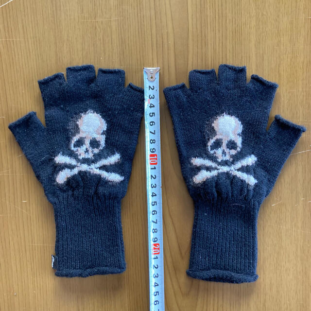 ロエンジャガードスカル柄指ぬきニットグローブ