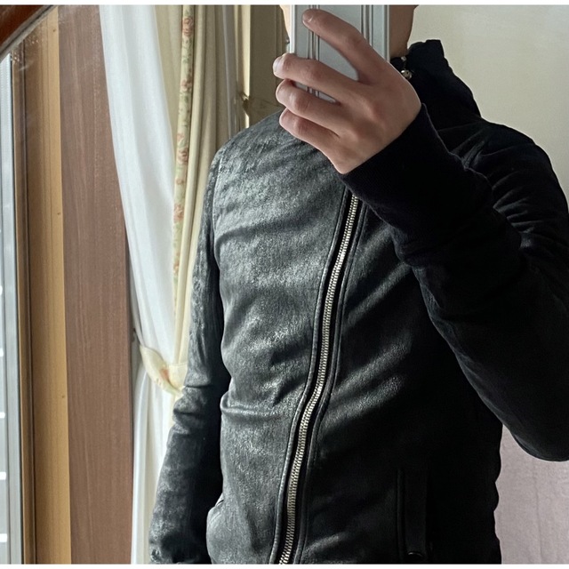 Rick Owens - RICK OWNS 斜めジップ×バーナー加工 ラムレザーの通販 by