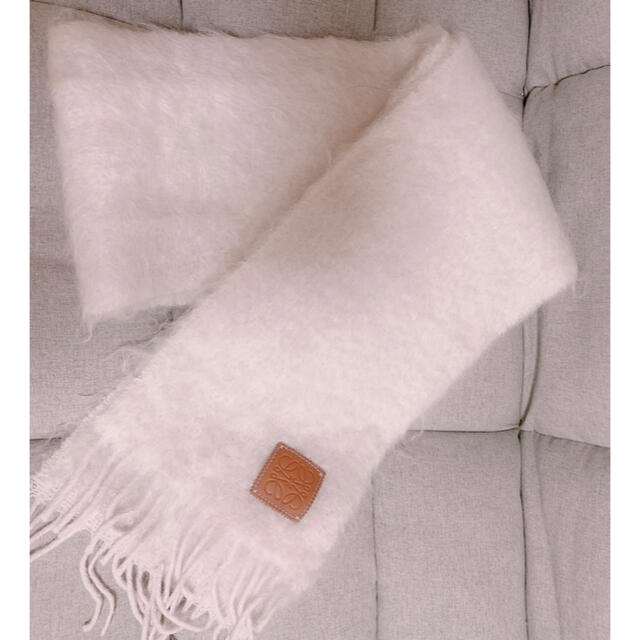 LOEWE - ロエベマフラー ロエベモヘアマフラー 白の通販 by ☆pom