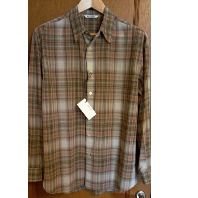オーラリー AURALEE 21AW ベージュチェックシャツ サイズ4の通販 by ろ