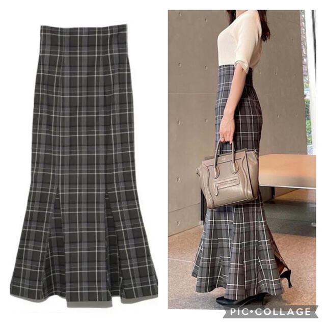 SNIDEL - ハイウエストタイトヘムフレアチェックスカート ハイウエスト