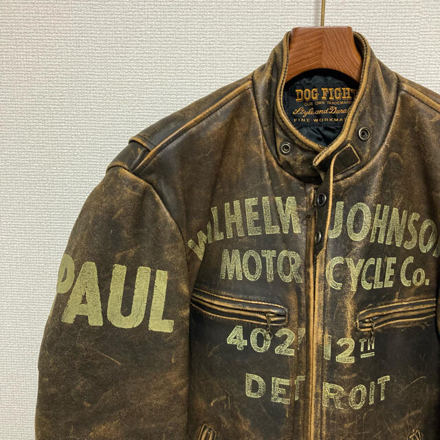 レア◇DOG FIGHT◇ヴィンテージレザー ステンシル ライダース