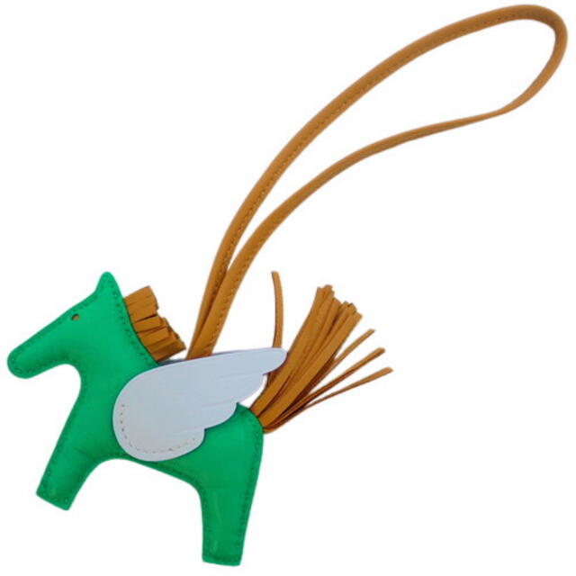 HERMESエルメスペガサスPMチャームキーホルダー緑グリーン