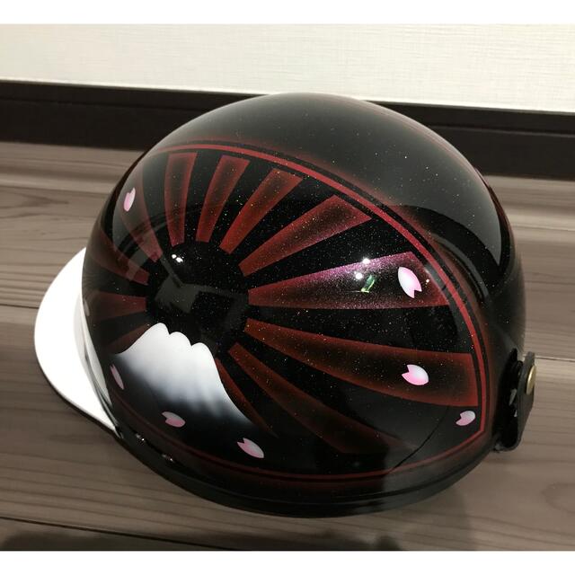 7色ラメ 桜 赤黒 富士日章 コルク半 ヘルメットの通販 by paint｜ラクマ