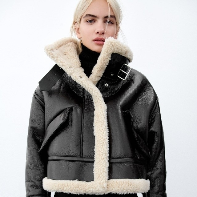 ZARA - 【完売品】ZARA ボア&フェイクレザージャケット Lサイズ