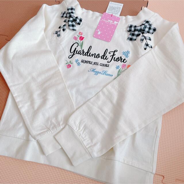 新品タグ付き】mezzo piano juniorお花刺繍トレーナー160cm 新品タグ