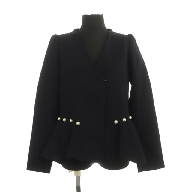 Chesty - チェスティ Pearl Peplum Jacket ジャケット ノーカラーの