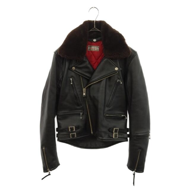 BULL'SEYE ブルズアイ ファー付きダブルライダースジャケット ブラック