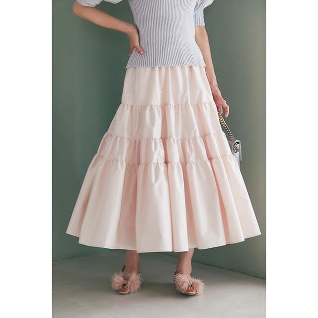 セブンテンバイミホカワヒト カラーティアードスカート(ライトピンク)