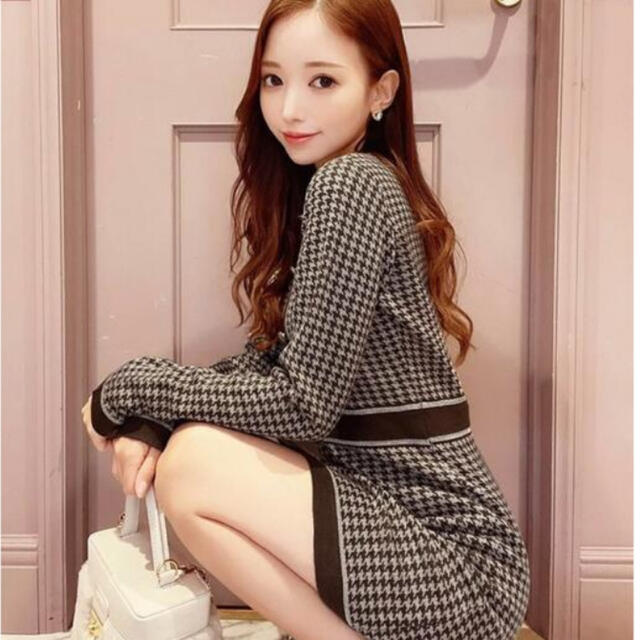 michellMacaron - ミシェルマカロン 千鳥柄ニットワンピースの通販 by