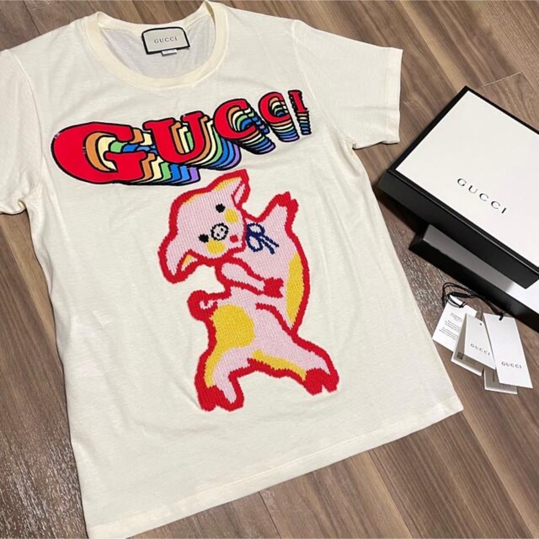GUCCI - 【 未使用、箱付き 】GUCCI ／ 子ブタ刺繍 半袖 Tシャツの通販