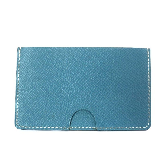 エルメス ポルクロール カードケース 名刺入れ レザー ブルー □G刻印
