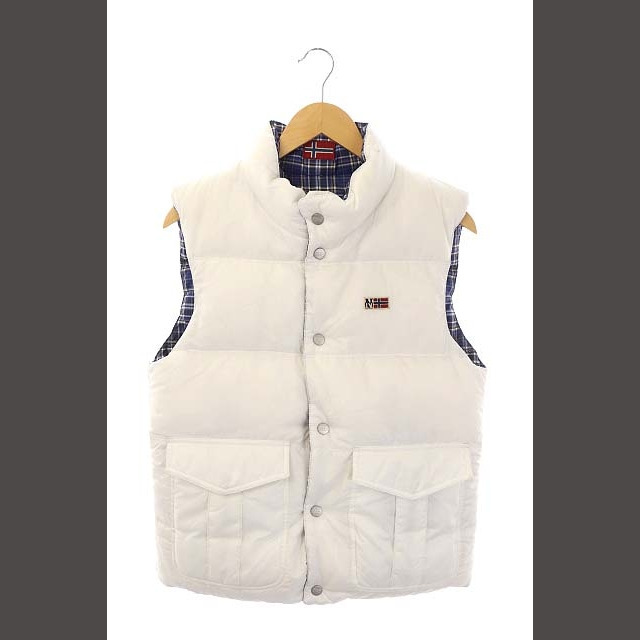 other - ナパピリ NAPAPIJRI チェック柄 ダウンベスト XS 白 紺 青 黒