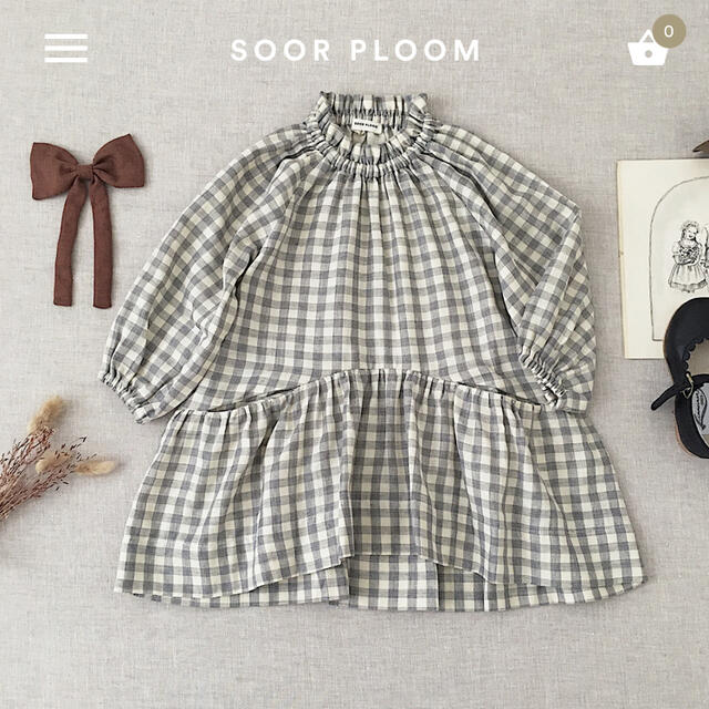 soor ploom Edith Dress， Gingham ワンピース 5y
