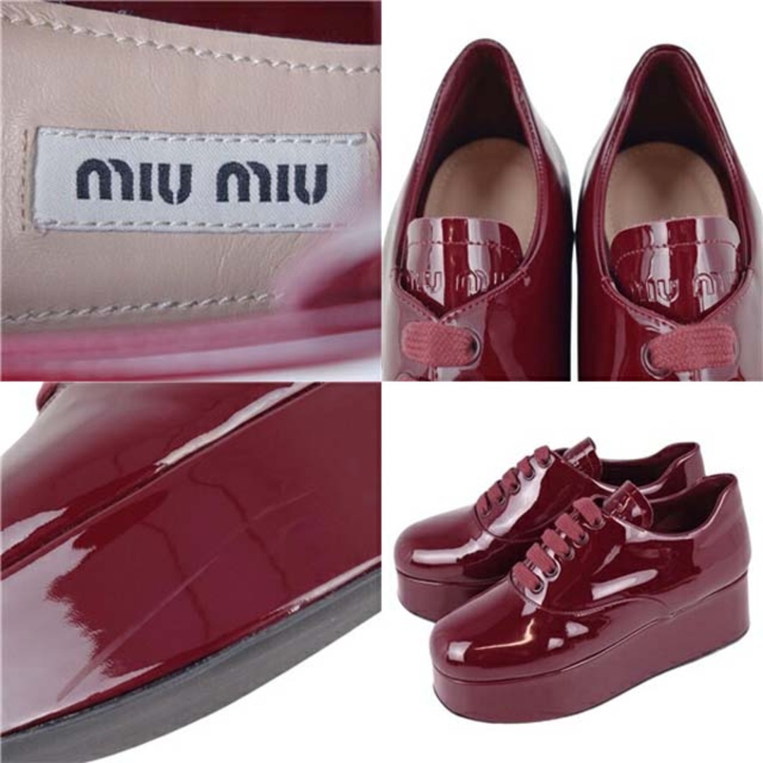 MIU MIU - ミュウミュウ シューズ レースアップ パテントレザー 厚底