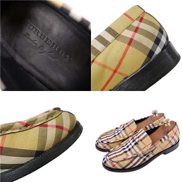 BURBERRY - バーバリー ローファー チェック キャンバス モカシン