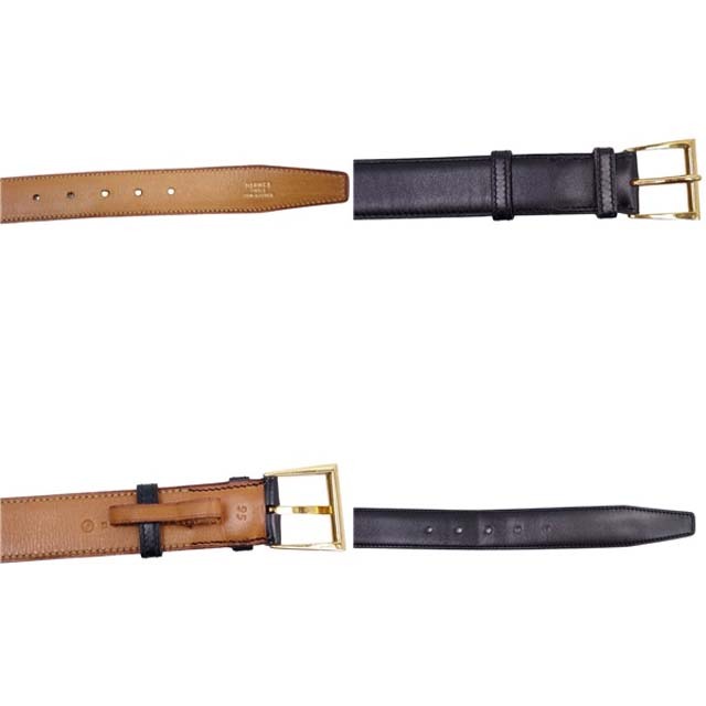 HERMES - Vintage エルメス ベルト バックル カーフレザー メンズ 95