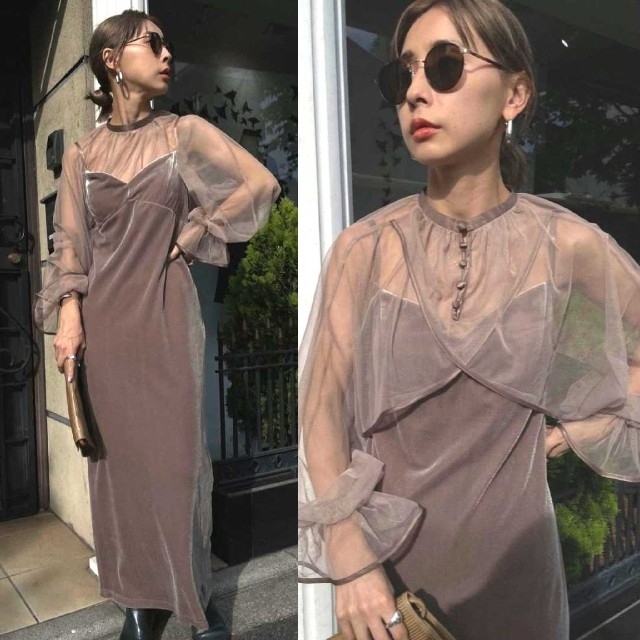 Ameri VINTAGE - Ameri【タグ付新品】ベロア チュール ドレス