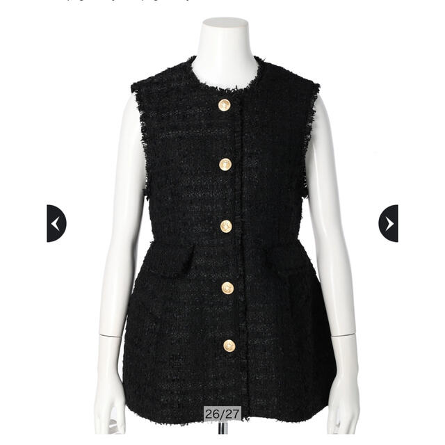 Arpege story アプワイザーリッシェ ツイードペプラムジレ M