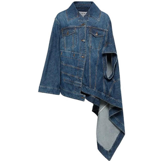 LOEWE - 22SS LOEWE アシンメトリー パッチワーク デニムジャケットの