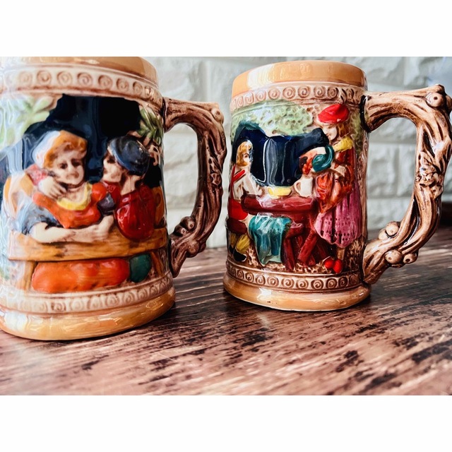 ドイツ ビア ジョッキ マグ カップ 2個 セット ハンドメイド ②の通販