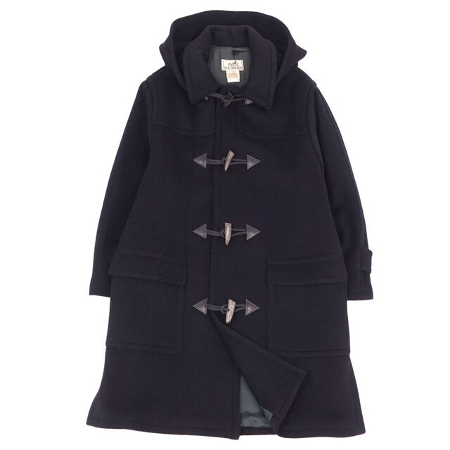 HERMES - 美品 エルメス HERMES コート ウール ダッフルコート レザー