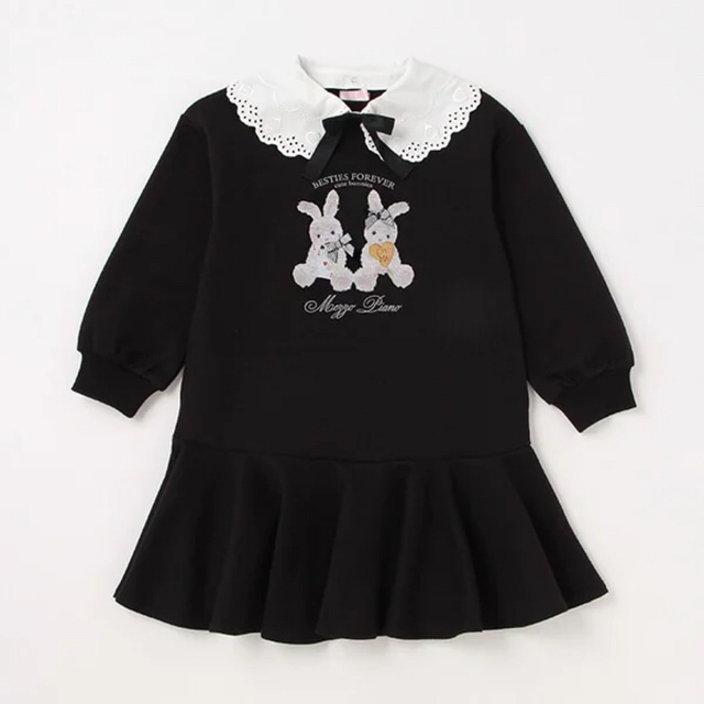 mezzo piano - メゾピアノ新品新作タグ付きウサギ転写プリント 衿つき