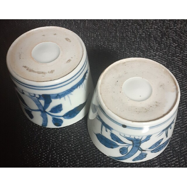 江戸時代中期～後期 古伊万里 染付 木と葉の図 そば猪口 ぐい呑