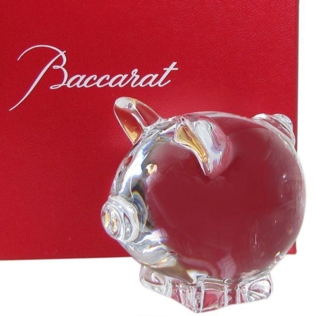 美品 希少 Baccarat クリスタル豚の置物 廃盤モデル 箱無し 美品 希少