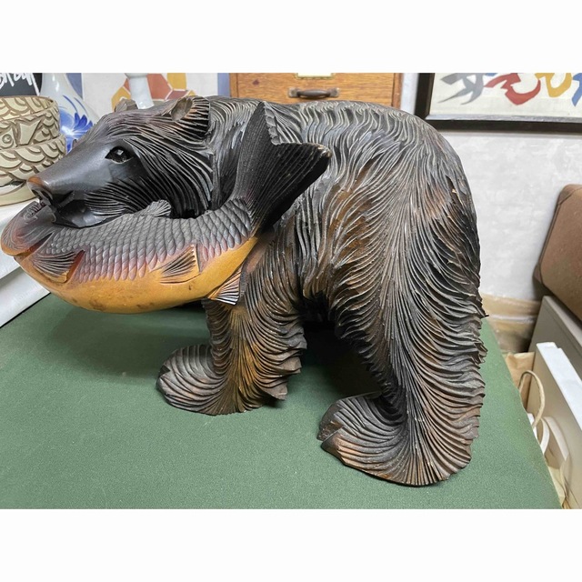 アイヌ民族 作家物 白伊作 木彫り熊 一刀彫 北海道美術 郷土玩具